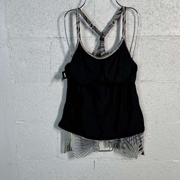 Coco Reef Palm print Bra Sized Tankini Swim Top, green 32DD MSRP $94 - Picture 7 of 10